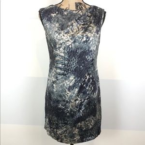 Suzi Chin Maggy Sleeveless Sheath Dress Gray/Blue